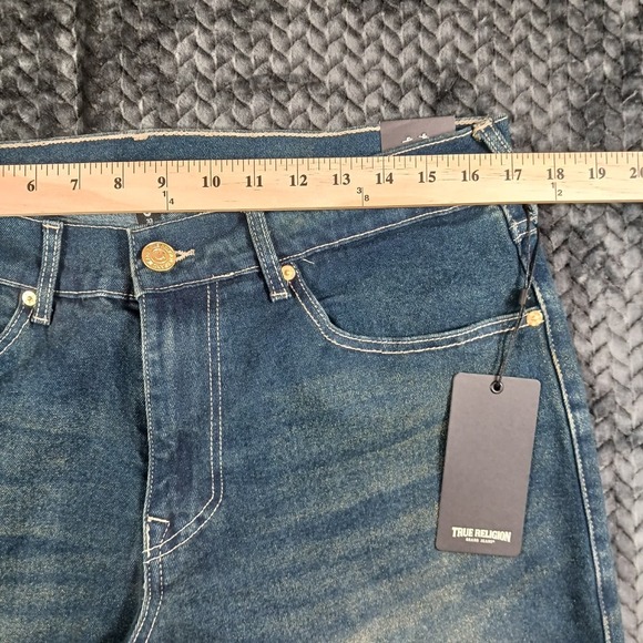 True Religion Geno Slim Jeans Men's Medium Amber Nights Wash Studded Flap 33x32 - Picture 8 of 13